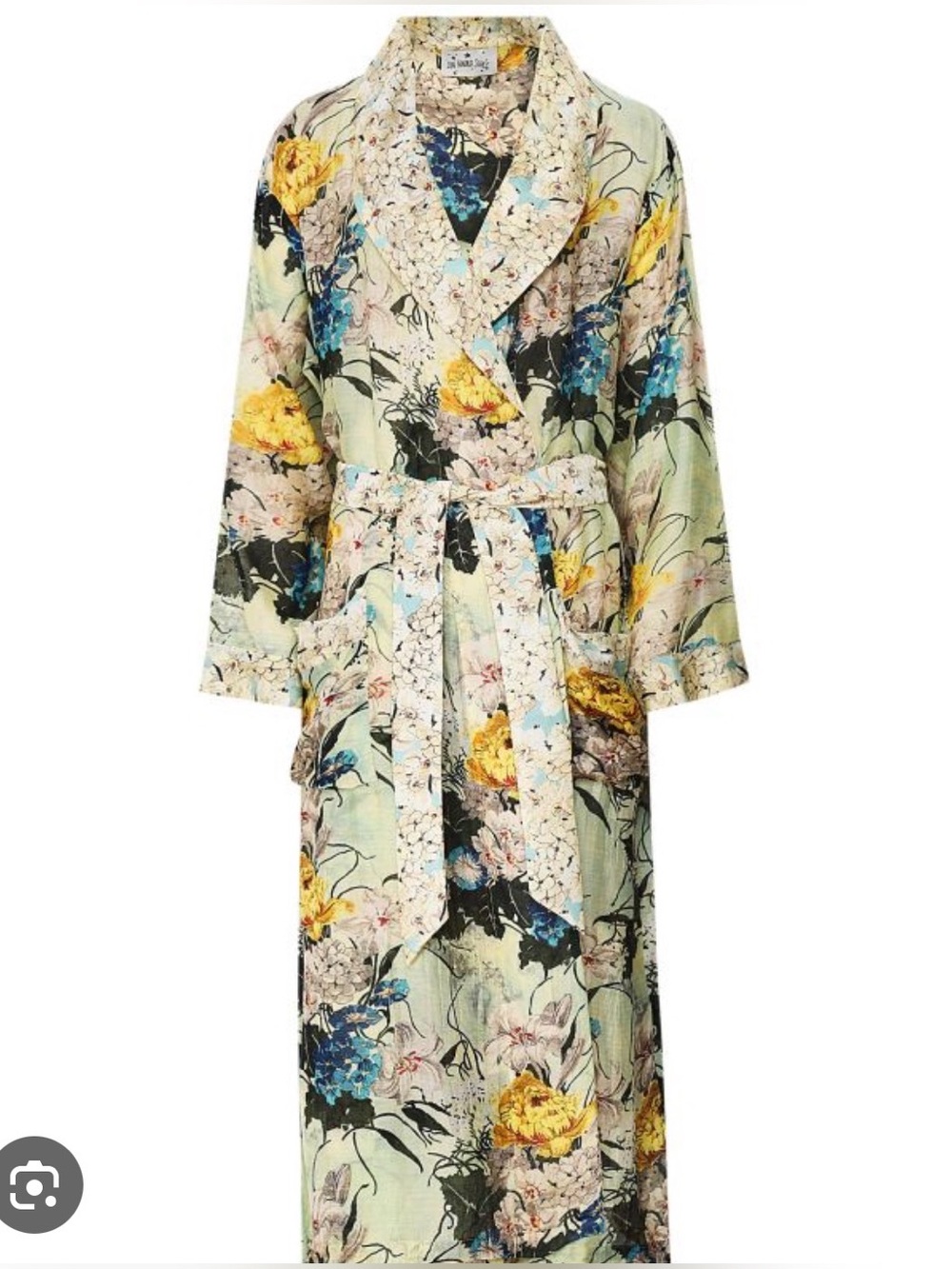 Floral Tie-Waist Robe - Yellow & Blue Floral